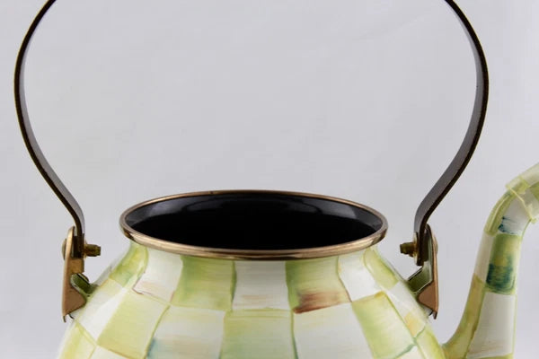 MACKENZIE CHILD PARCHMENT TEAPOT KETTLE ENAMEL AMBER FINIA - NEW