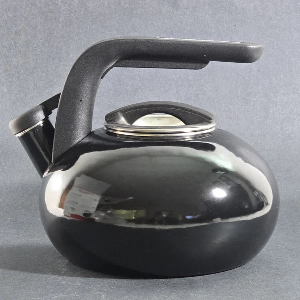 KitchenAid 2 Quart Whistling Porcelain Black Enamel Teakettle - Please Read