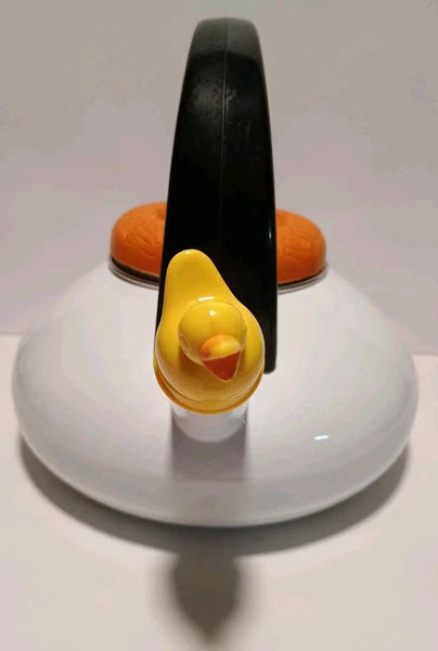 Vintage Enamelware Baby Chick In Nest Tea Kettle Pot