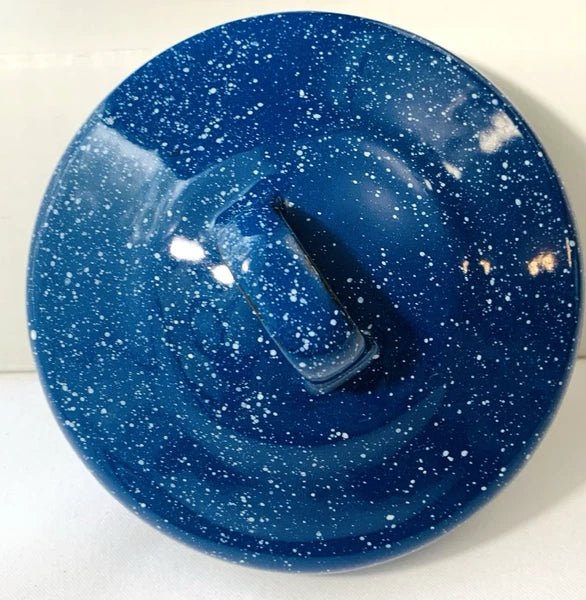 Vintage Cobalt Blue & White Speckled Enamelware Tea Pot Camping Kettle