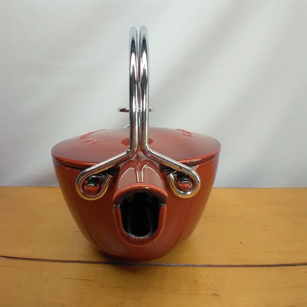 Staub La Theiere French Cast Iron 1 qt Red Tea Kettle Enamel Pot Made in France