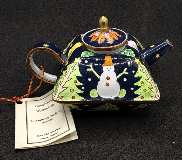 Rare Kelvin Chen Miniature Handpainted Enamel Teapot No 158 ~ 1999