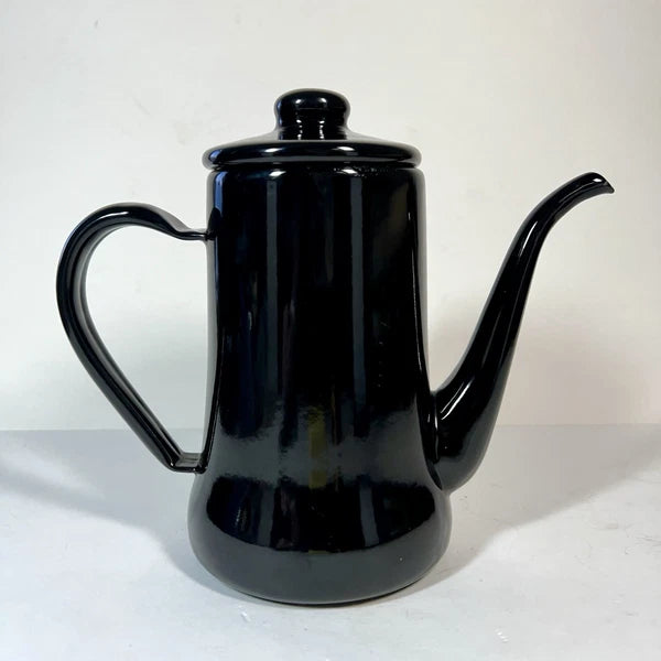 Tsuki Usagi Jirushi Slim Pot 1.2L Black Drip Coffee Tea Kettle Enamel Ware Japan