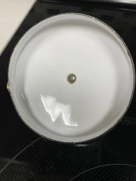 Vintage Enamel Lincoware Tea Pot Kettle White with Plastic Handle-Blue Flowers