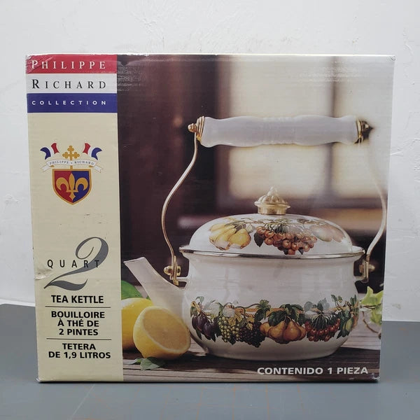 VTG Tabletops Unlimited Enamelware Kensington Garden 2 Qt Tea Kettle NIB