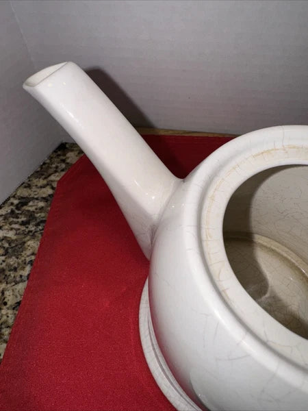 Copper Insulated Cozy Covered Ceramic Tea Pot Kettle Vintage White Rustic Herbal