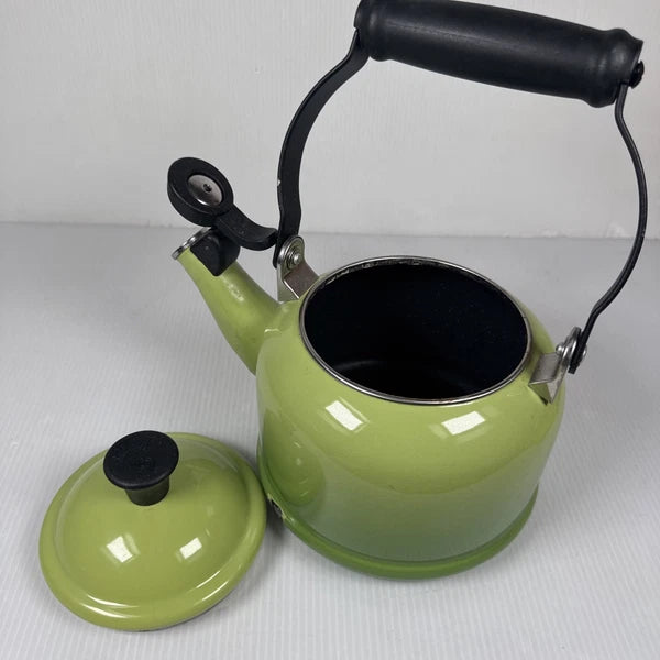 Le Creuset Enamel on Steel 1.25 Qt Palm Green Ombré Whistling Tea Kettle