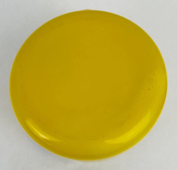 Vintage Yellow Enamel Teapot Tea Kettle MCM Teak Wood Handle