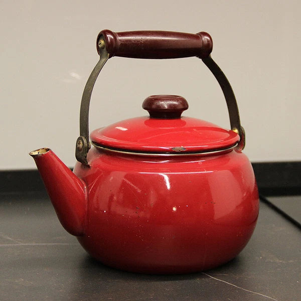 Vintage Retro Used Dark Red Water Kettle w/Handle for Decoration Tea Pot Teapot