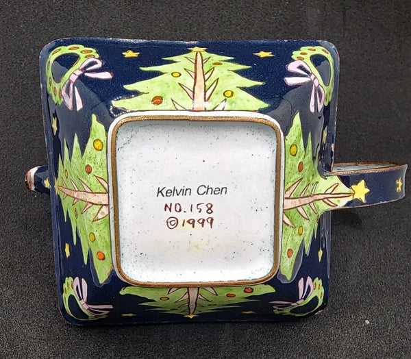 Rare Kelvin Chen Miniature Handpainted Enamel Teapot No 158 ~ 1999