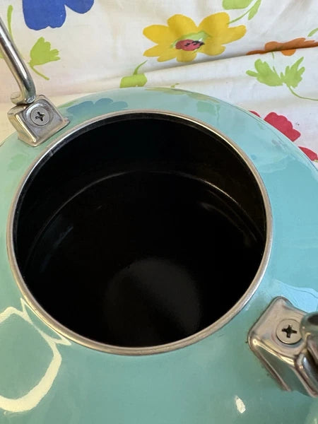 Vintage Chantal Tea Kettle 1.8 QT Enamel Whistling Pot Aqua Teal Blue