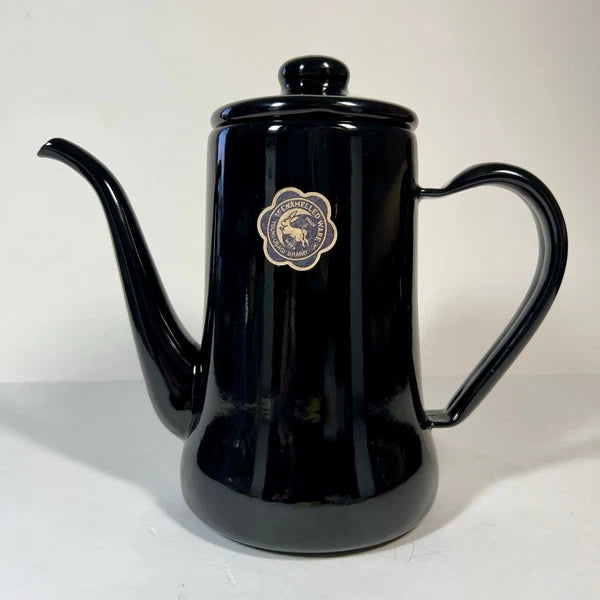 Tsuki Usagi Jirushi Slim Pot 1.2L Black Drip Coffee Tea Kettle Enamel Ware Japan