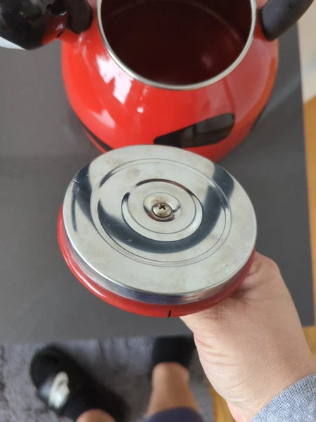 Vintage Unique Kamenstein Ladybug Whistling Tea Kettle Teapot Enamel M14