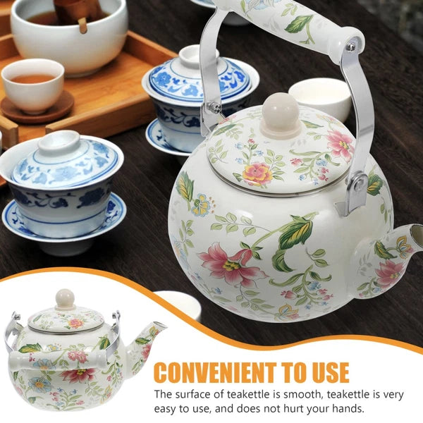 Thickened Enamel Boiling Kettle Alipis Tea Vintage Teapot W Strainer