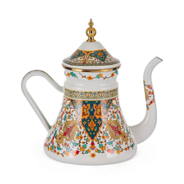 Enamel Steel Decorative Teapot with Infuser – Perfect for  Tea and Coffee 1.2L