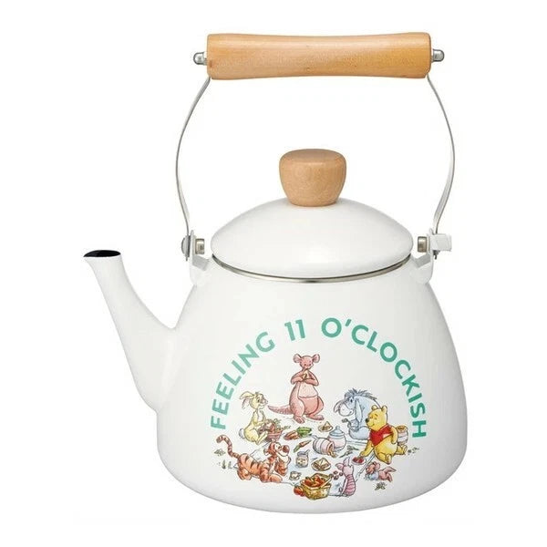 Winnie the Pooh Enamel On Steel Kettle 2L Hollow White Cute Tea Pot Japan