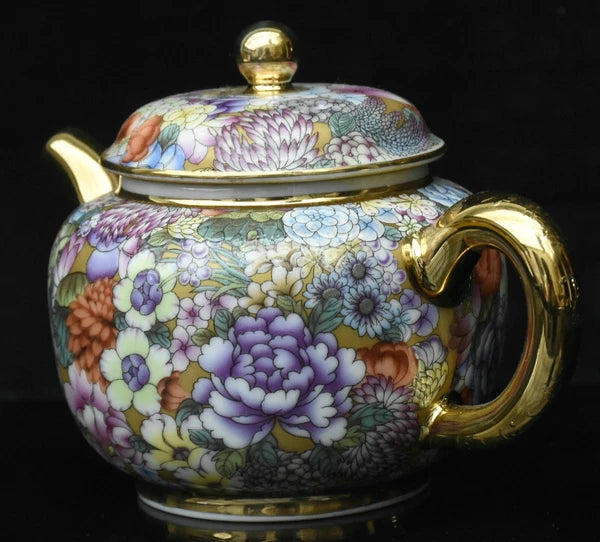 5.5'' Qianlong Enamel Colour Porcelain Gilt Flower Pattern Wine Tea Pot Flagon-