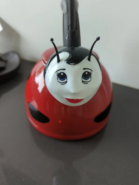 Vintage Unique Kamenstein Ladybug Whistling Tea Kettle Teapot Enamel M14