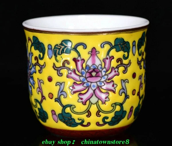 9''Old Enamel Colour Porcelain Gold Cup Mug Glass Wine Tea Pot Flagon Plate Set