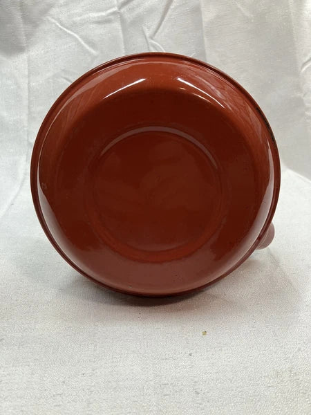 Vintage Teapot Kettle Brown MCM Retro Wooden Handle Japan Coffee Enamel