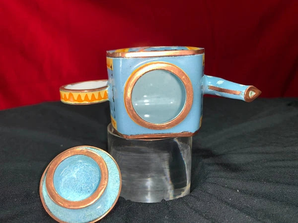 John Clementson Miniature Cello Funk Brass and Enamel Teapot