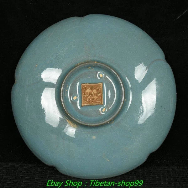 7''Old Song Ru Kiln Enamel Colour Porcelain Crane Wine Cup Tea Pot Flagon Set