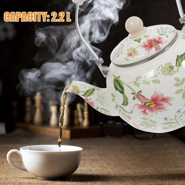 Thickened Enamel Boiling Kettle Alipis Tea Vintage Teapot W Strainer