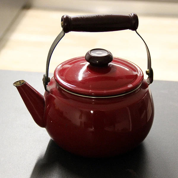 Vintage Retro Used Dark Red Water Kettle w/Handle for Decoration Tea Pot Teapot
