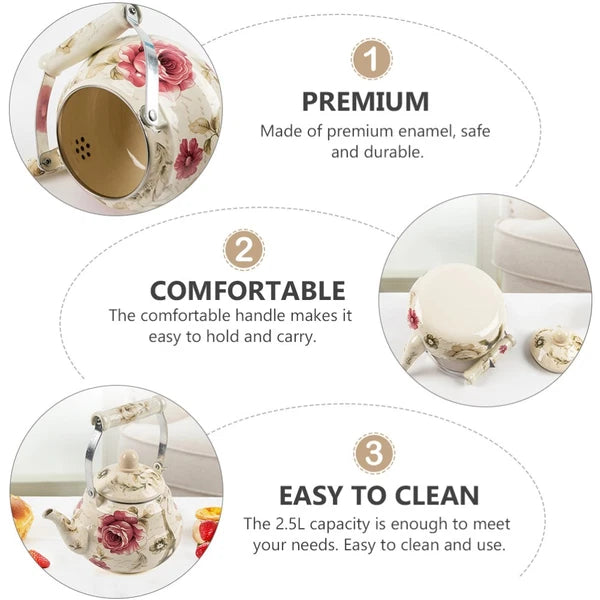 Pear Shaped Pot Travel Boiling Water Kettle Porcelain Enamel Tea