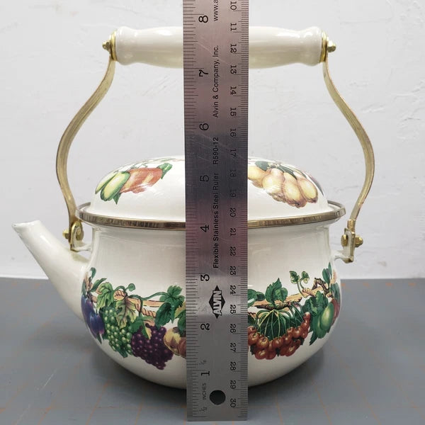 VTG Tabletops Unlimited Enamelware Kensington Garden 2 Qt Tea Kettle NIB