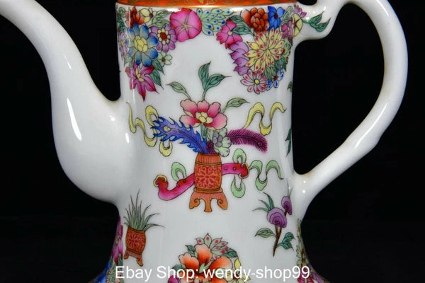 QianLong Dynasty Enamel Colour Porcelain Ruyi Flower Vase Wine Tea Pot Flagon