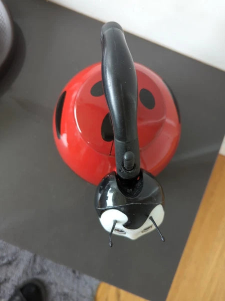 Vintage Unique Kamenstein Ladybug Whistling Tea Kettle Teapot Enamel M14