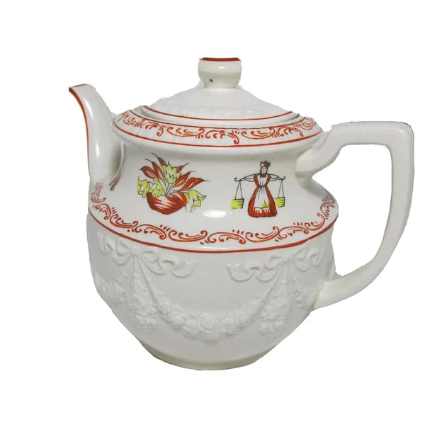 VINTAGE MADE IN JAPAN HAND DECORATED & ENAMELED CERAMIC TEAPOT DUTCH DECORATION