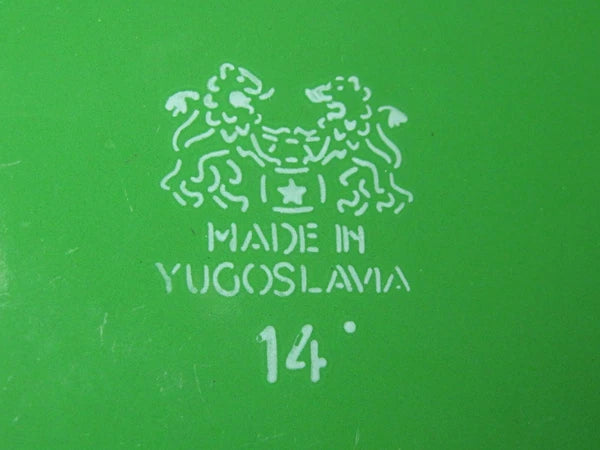 VTG GREEN ENAMEL WARE GRANITE TEAPOT METAL RUSTIC DECOR FARMHOUSE YUGOSLAVIA 14