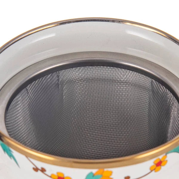 Enamel Steel Decorative Teapot with Infuser – Perfect for  Tea and Coffee 1.2L