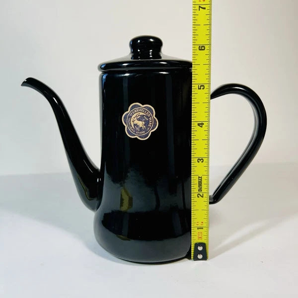 Tsuki Usagi Jirushi Slim Pot 1.2L Black Drip Coffee Tea Kettle Enamel Ware Japan