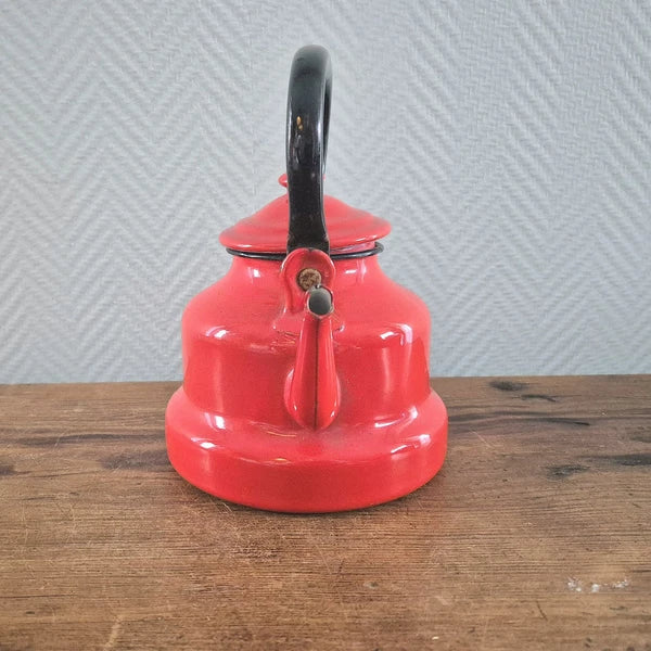 Vintage Enamel COFFEE POT Enamelware Teapot kettle Red Kaffeekanne Tea