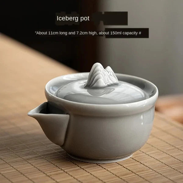Ice Gray Enamel Pot Ceramic Teapot Teacup Handmade Iceberg Tureen Make Ceramic