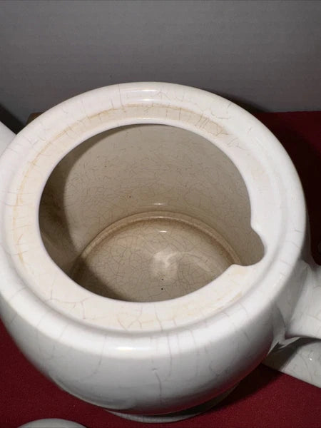 Copper Insulated Cozy Covered Ceramic Tea Pot Kettle Vintage White Rustic Herbal