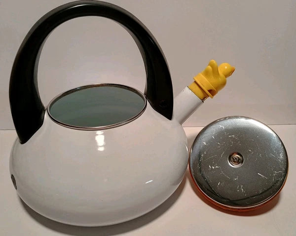 Vintage Enamelware Baby Chick In Nest Tea Kettle Pot