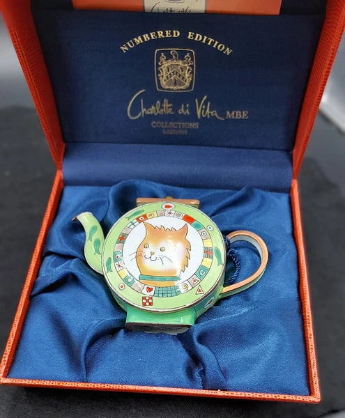 Vintage Charlolte Di Vita Whiskers Kitten Teapot with Original Box