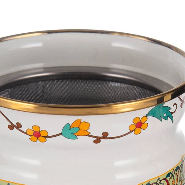 Enamel Steel Decorative Teapot with Infuser – Perfect for  Tea and Coffee 1.2L