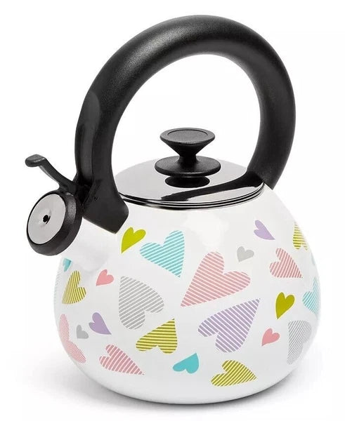 THE CELLAR Enamel on Steel Heart Tea Kettle NEW in Open Box