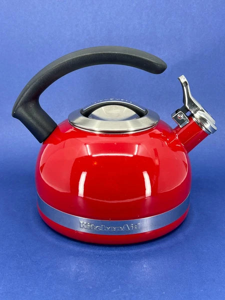 Kitchen Aid Enamel Whistling Tea Kettle Teapot EMPIRE RED Classic Design 2Qt