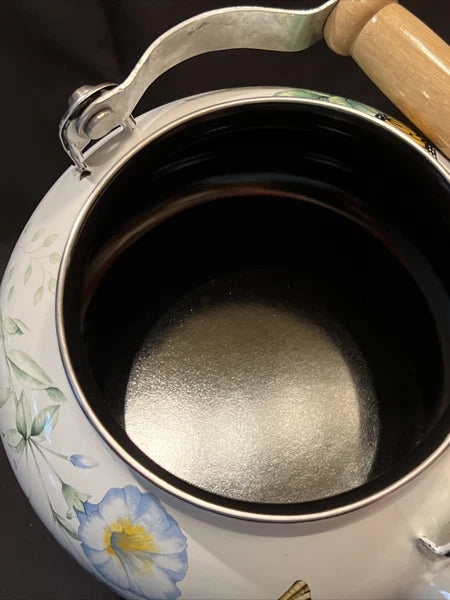 Lenox Butterfly Meadow Floral Enamel Tea Pot Teapot Kettle with Minor Issues