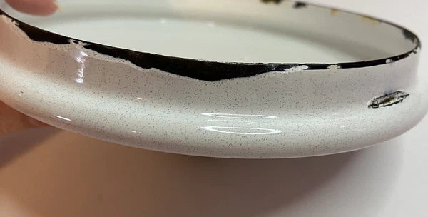 VNTG. ENAMELWARE TEAPOT TEA KETTLE ORANGE WOODEN HANDLE KITSCHY 70'S AESTHETIC