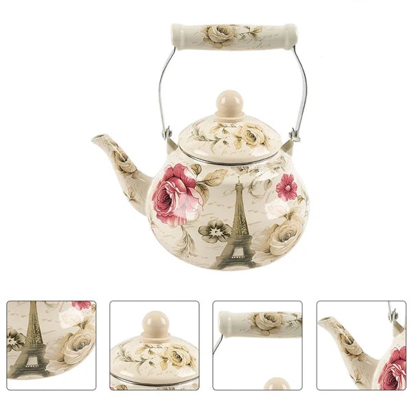 Pear Shaped Pot Travel Boiling Water Kettle Porcelain Enamel Tea