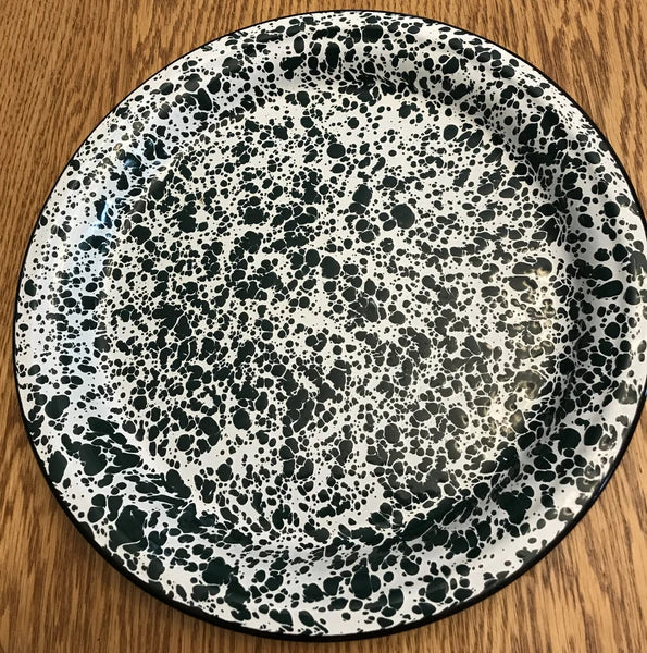 Green & White Speckled Enamel Lot Of 3 Coffee Tea Pot, Rectangle & Round Pan B38