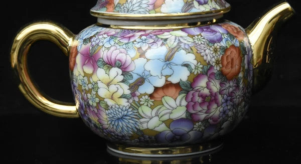 5.5'' Qianlong Enamel Colour Porcelain Gilt Flower Pattern Wine Tea Pot Flagon-