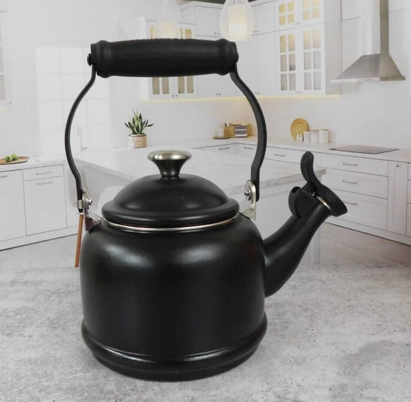 Le Creuset Enamel on Steel 1.25 Quart Demi Kettle, Matt Licorice Black - New